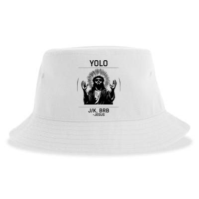 Funny Christian Easter Jesus Yolo Jk Brb Sustainable Bucket Hat