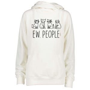 Funny Cat Ew People Cat Design, Cool Cat Tee Womens Funnel Neck Pullover Hood