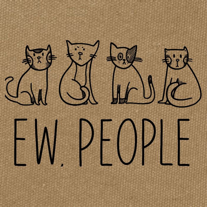 Funny Cat Ew People Cat Design, Cool Cat Tee Cotton Canvas Backpack