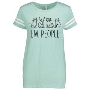 Funny Cat Ew People Cat Design, Cool Cat Tee Enza Ladies Jersey Football T-Shirt