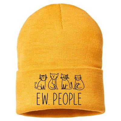 Funny Cat Ew People Cat Design, Cool Cat Tee Sustainable Knit Beanie