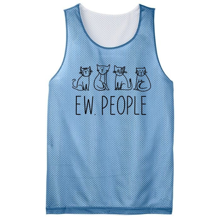 Funny Cat Ew People Cat Design, Cool Cat Tee Mesh Reversible Basketball Jersey Tank