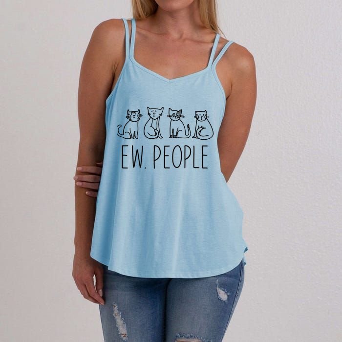 Funny Cat Ew People Cat Design, Cool Cat Tee Women's Strappy Tank