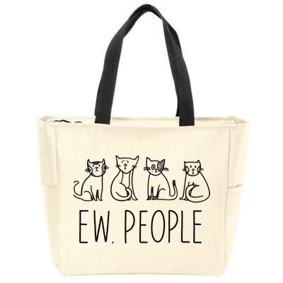Funny Cat Ew People Cat Design, Cool Cat Tee Zip Tote Bag