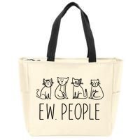 Funny Cat Ew People Cat Design, Cool Cat Tee Zip Tote Bag