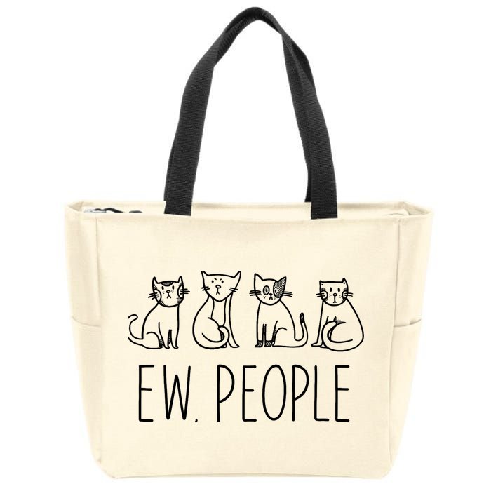 Funny Cat Ew People Cat Design, Cool Cat Tee Zip Tote Bag