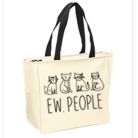 Funny Cat Ew People Cat Design, Cool Cat Tee Zip Tote Bag