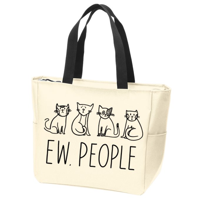 Funny Cat Ew People Cat Design, Cool Cat Tee Zip Tote Bag