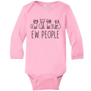 Funny Cat Ew People Cat Design, Cool Cat Tee Baby Long Sleeve Bodysuit