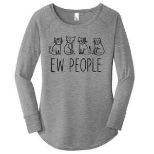 Funny Cat Ew People Cat Design, Cool Cat Tee Women's Perfect Tri Tunic Long Sleeve Shirt