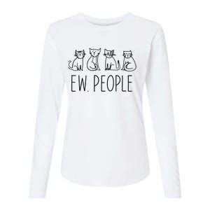 Funny Cat Ew People Cat Design, Cool Cat Tee Womens Cotton Relaxed Long Sleeve T-Shirt