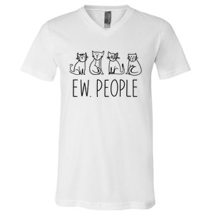 Funny Cat Ew People Cat Design, Cool Cat Tee V-Neck T-Shirt