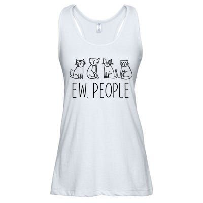 Funny Cat Ew People Cat Design, Cool Cat Tee Ladies Essential Flowy Tank