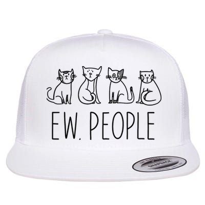 Funny Cat Ew People Cat Design, Cool Cat Tee Flatbill Hat