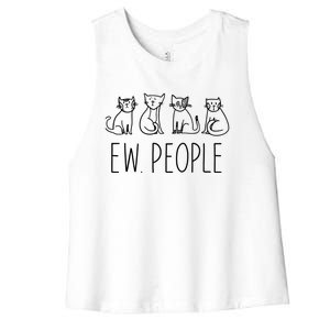 Funny Cat Ew People Cat Design, Cool Cat Tee Women's Racerback Cropped Tank