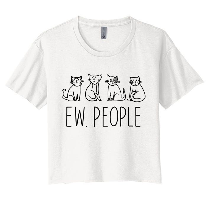 Funny Cat Ew People Cat Design, Cool Cat Tee Crop Top