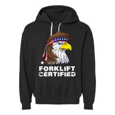 Forklift Certified Eagle Mullet USA Fork Lift Forklift Garment-Dyed Fleece Hoodie