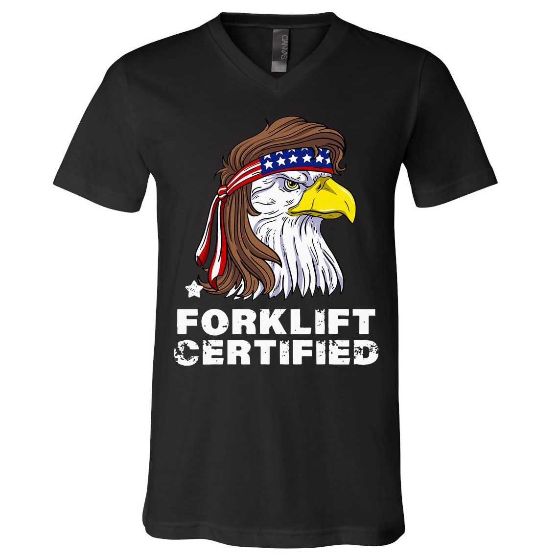 Forklift Certified Eagle Mullet USA Fork Lift Forklift V-Neck T-Shirt