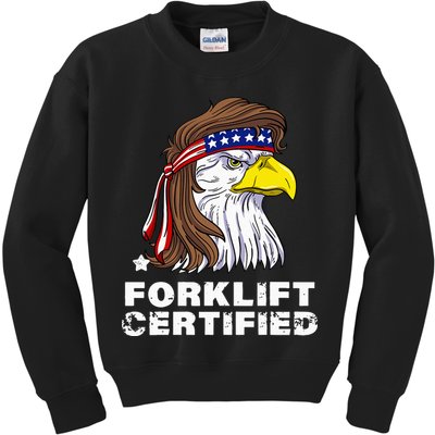Forklift Certified Eagle Mullet USA Fork Lift Forklift Kids Sweatshirt