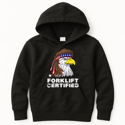 Forklift Certified Eagle Mullet USA Fork Lift Forklift Kids Hoodie