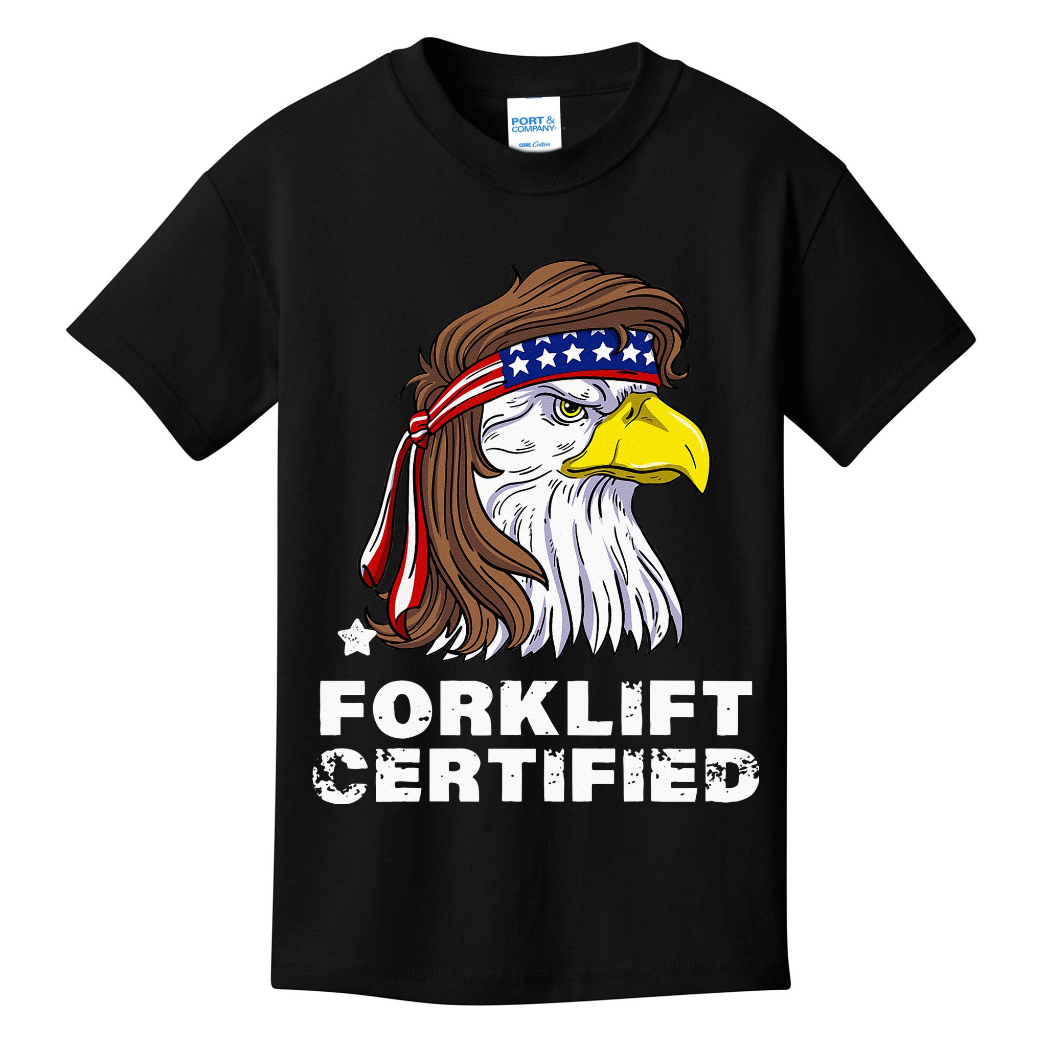 Forklift Certified Eagle Mullet USA Fork Lift Forklift Kids T-Shirt