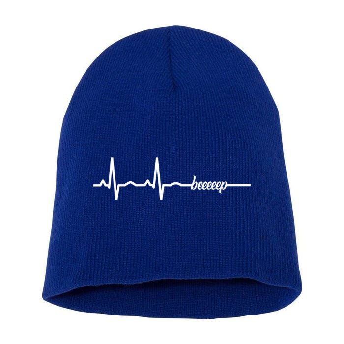 Funny Cool Ecg Ekg Cpr First Aid Medicine Gift Short Acrylic Beanie