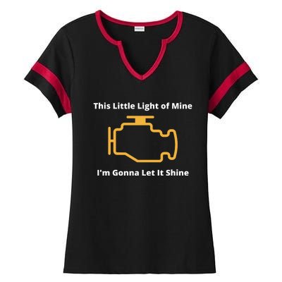 Funny Check Engine Light Car Ladies Halftime Notch Neck Tee