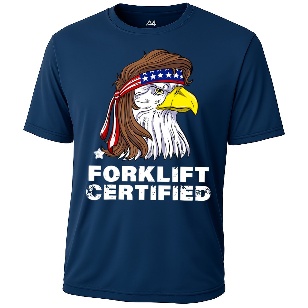 Forklift Certified Eagle Mullet Usa Fork Lift Forklift Cooling Performance Crew T-Shirt
