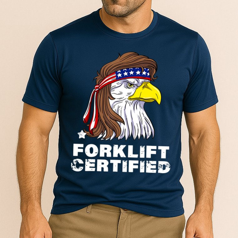 Forklift Certified Eagle Mullet Usa Fork Lift Forklift Cooling Performance Crew T-Shirt