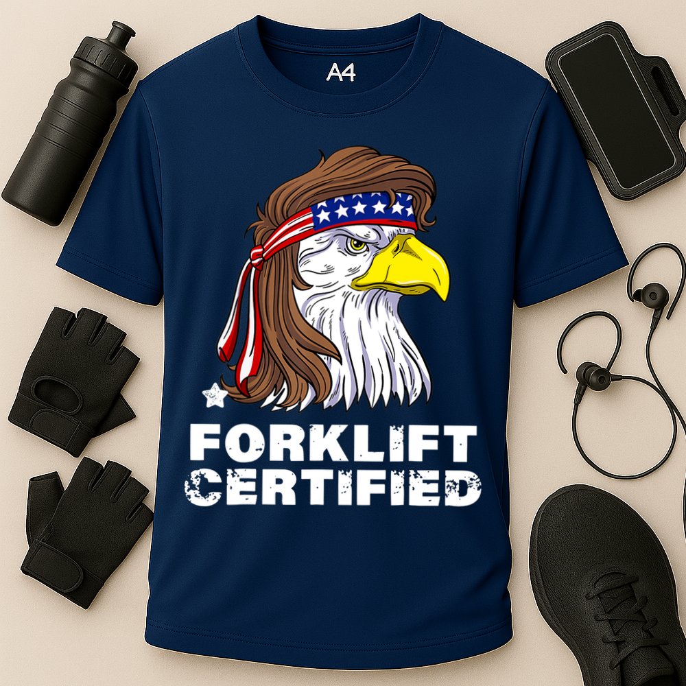 Forklift Certified Eagle Mullet Usa Fork Lift Forklift Cooling Performance Crew T-Shirt