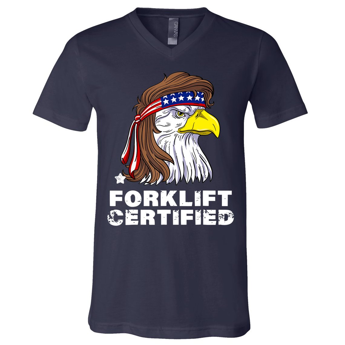 Forklift Certified Eagle Mullet Usa Fork Lift Forklift V-Neck T-Shirt