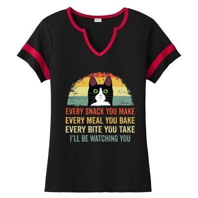 Funny Cat Every Meal You Bake Every Snack You Make Ladies Halftime Notch Neck Tee