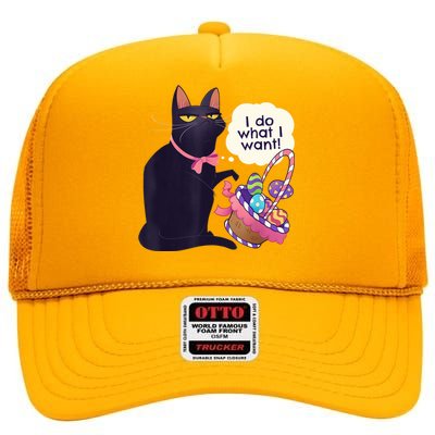 Funny Cat Easter What I Want Easter Basket Stuffers High Crown Mesh Back Trucker Hat