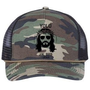 Funny Christian Easter Jesus Yolo Jk Brb Retro Rope Trucker Hat Cap