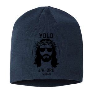 Funny Christian Easter Jesus Yolo Jk Brb Sustainable Beanie