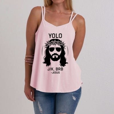 Funny Christian Easter Jesus Yolo Jk Brb Women's Strappy Tank