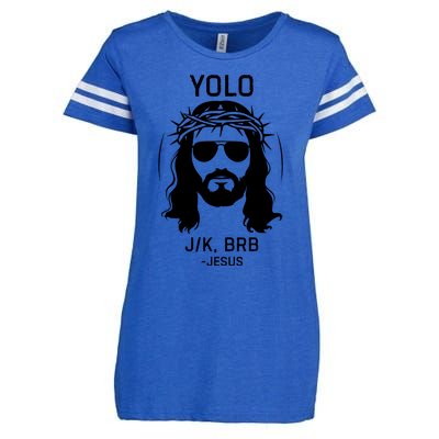 Funny Christian Easter Jesus Yolo Jk Brb Enza Ladies Jersey Football T-Shirt