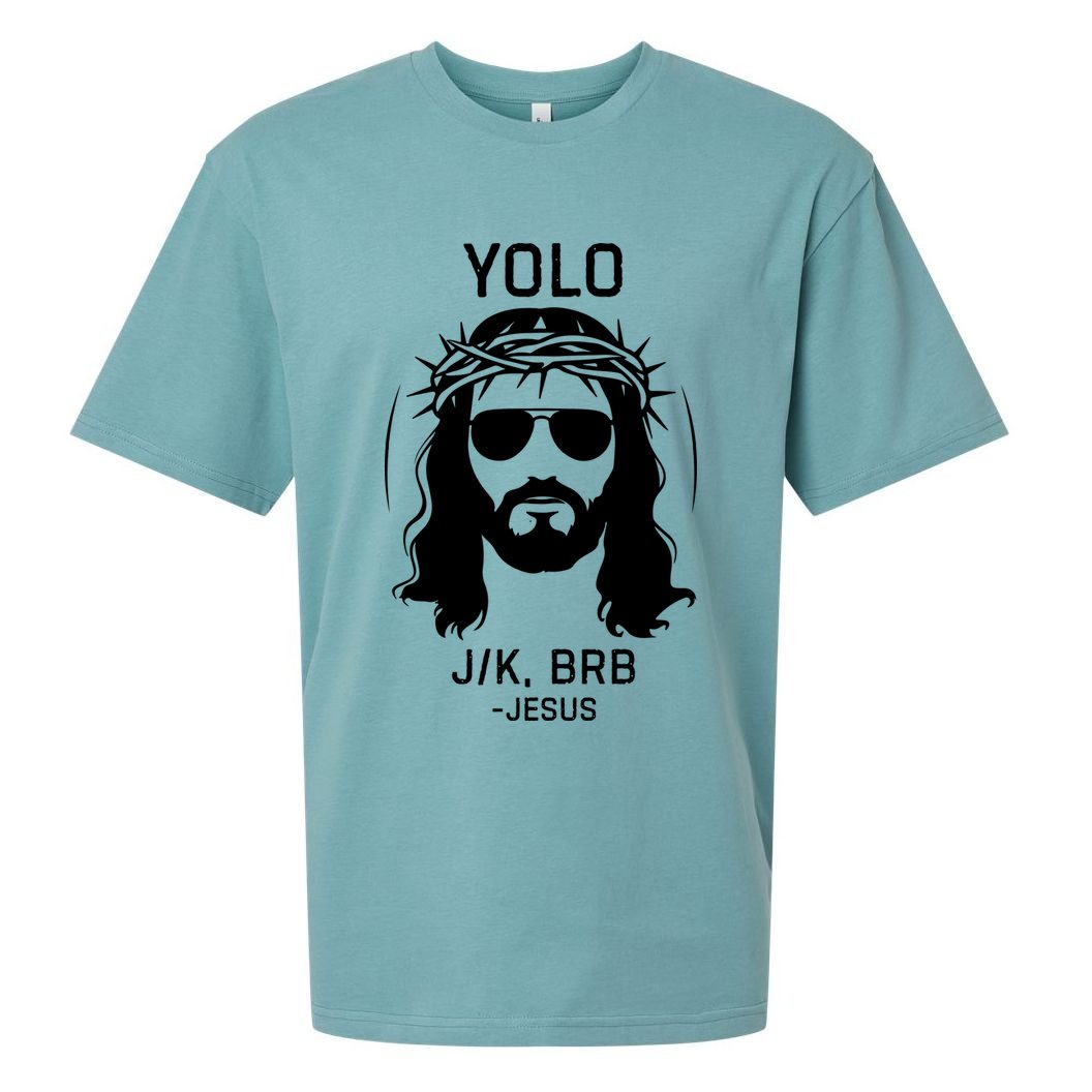 Funny Christian Easter Jesus Yolo Jk Brb Sueded Cloud Jersey T-Shirt