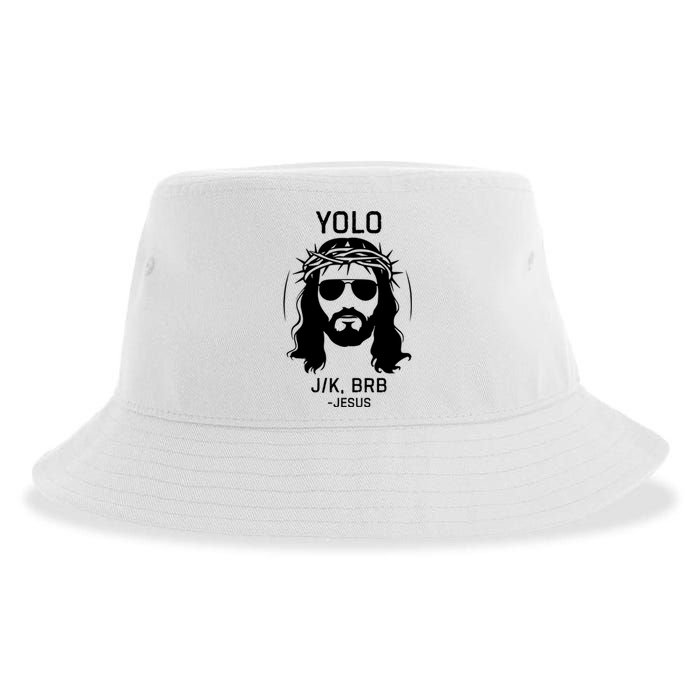 Funny Christian Easter Jesus Yolo Jk Brb Sustainable Bucket Hat