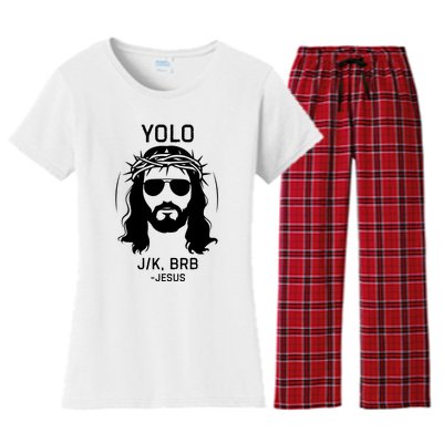 Funny Christian Easter Jesus Yolo Jk Brb Women's Flannel Pajama Set