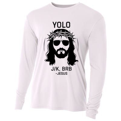 Funny Christian Easter Jesus Yolo Jk Brb Cooling Performance Long Sleeve Crew