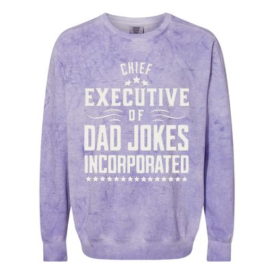 Funny Chief Executive Of Dad Jokes Incorporated Colorblast Crewneck Sweatshirt