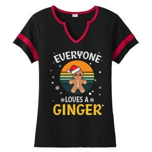 Funny Christmas Everyone Loves A Ginger Xmas Ladies Halftime Notch Neck Tee