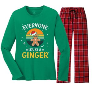 Funny Christmas Everyone Loves A Ginger Xmas Women's Long Sleeve Flannel Pajama Set 