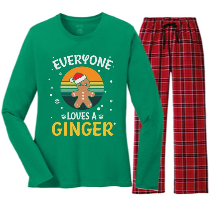 Funny Christmas Everyone Loves A Ginger Xmas Women's Long Sleeve Flannel Pajama Set 