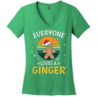 Funny Christmas Everyone Loves A Ginger Xmas Women's V-Neck T-Shirt