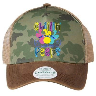Funny Cute Easter Chillin With My Peeps Legacy Tie Dye Trucker Hat