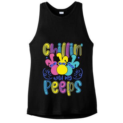 Funny Cute Easter Chillin With My Peeps Ladies PosiCharge Tri-Blend Wicking Tank