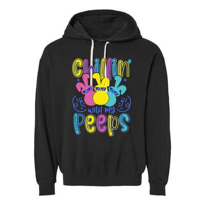 Funny Cute Easter Chillin With My Peeps Garment-Dyed Fleece Hoodie