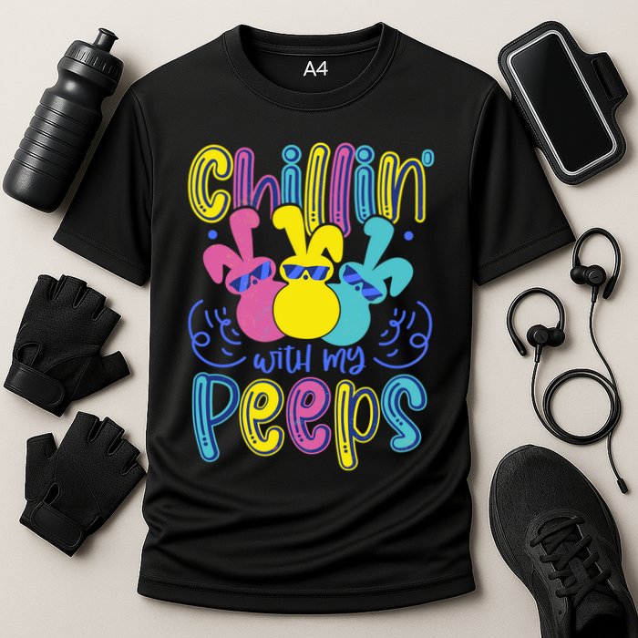 Funny Cute Easter Chillin With My Peeps Cooling Performance Crew T-Shirt